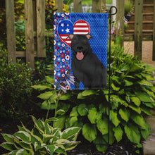 Load image into Gallery viewer, Black Pit Bull Terrier Patriotic Heart Garden Flag – Red, White &amp; Blue Dog Decor with Star Background