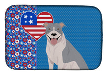 Load image into Gallery viewer, Blue and White Pit Bull Terrier USA American Dish Drying Mat – Absorbent, Artistic Kitchen Essentials
