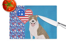 Load image into Gallery viewer, Fawn Brindle Pit Bull Terrier USA American Glass Cutting Boards – Durable, Decorative Kitchen Art Large