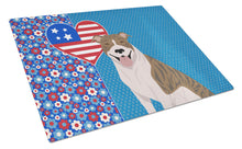 Load image into Gallery viewer, Fawn Brindle Pit Bull Terrier USA American Glass Cutting Boards – Durable, Decorative Kitchen Art Large