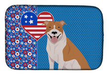 Load image into Gallery viewer, Red and White Pit Bull Terrier USA American Dish Drying Mat – Absorbent, Artistic Kitchen Essentials