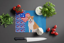 Load image into Gallery viewer, Red and White Pit Bull Terrier USA American Glass Cutting Boards – Durable, Decorative Kitchen Art Large