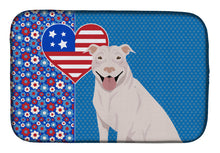 Load image into Gallery viewer, White Pit Bull Terrier USA American Dish Drying Mat – Absorbent, Artistic Kitchen Essentials