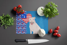 Load image into Gallery viewer, White Pit Bull Terrier USA American Glass Cutting Boards – Durable, Decorative Kitchen Art Large
