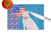 Load image into Gallery viewer, White Pit Bull Terrier USA American Glass Cutting Boards – Durable, Decorative Kitchen Art Large