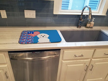 Load image into Gallery viewer, Bichon Frise USA American Dish Drying Mat – Absorbent, Artistic Kitchen Essentials