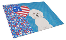 Load image into Gallery viewer, Bichon Frise USA American Glass Cutting Boards – Durable, Decorative Kitchen Art Large