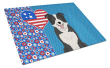 Load image into Gallery viewer, Black and White Border Collie USA American Glass Cutting Boards – Durable, Decorative Kitchen Art Large