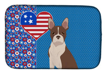Load image into Gallery viewer, Red Boston Terrier USA American Dish Drying Mat – Absorbent, Artistic Kitchen Essentials