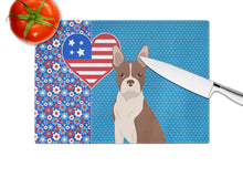 Load image into Gallery viewer, Red Boston Terrier USA American Glass Cutting Boards – Durable, Decorative Kitchen Art Large