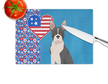 Load image into Gallery viewer, Black Boston Terrier USA American Glass Cutting Boards – Durable, Decorative Kitchen Art Large