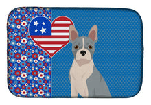 Load image into Gallery viewer, Blue Boston Terrier USA American Dish Drying Mat – Absorbent, Artistic Kitchen Essentials