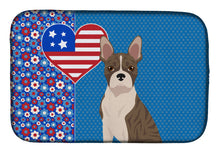 Load image into Gallery viewer, Brindle Boston Terrier USA American Dish Drying Mat – Absorbent, Artistic Kitchen Essentials