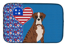 Load image into Gallery viewer, Natural Eared Red Brindle Boxer USA American Dish Drying Mat – Absorbent, Artistic Kitchen Essentials