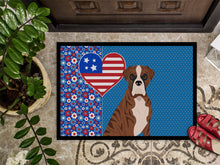 Load image into Gallery viewer, Natural Eared Red Brindle Boxer USA American Doormat - 24x36 Decorative Floor Mat – Indoor/Outdoor Rug with Artistic Flair