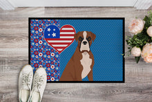Load image into Gallery viewer, Natural Eared Red Fawn Boxer USA American Doormat - 24x36 Decorative Floor Mat – Indoor/Outdoor Rug with Artistic Flair