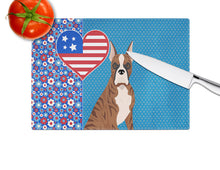 Load image into Gallery viewer, Red Brindle Boxer USA American Glass Cutting Boards – Durable, Decorative Kitchen Art Large
