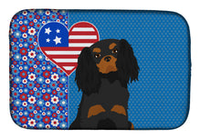 Load image into Gallery viewer, Black and Tan Cavalier Spaniel USA American Dish Drying Mat – Absorbent, Artistic Kitchen Essentials