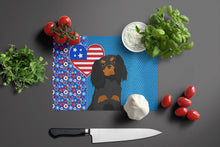 Load image into Gallery viewer, Black and Tan Cavalier Spaniel USA American Glass Cutting Boards – Durable, Decorative Kitchen Art Large