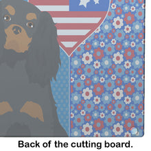 Load image into Gallery viewer, Black and Tan Cavalier Spaniel USA American Glass Cutting Boards – Durable, Decorative Kitchen Art Large