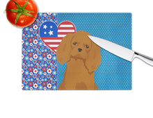 Load image into Gallery viewer, Ruby Cavalier Spaniel USA American Glass Cutting Boards – Durable, Decorative Kitchen Art Large