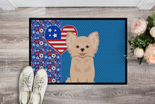 Load image into Gallery viewer, Longhaired Cream Chihuahua USA American Doormat - 24x36 Decorative Floor Mat – Indoor/Outdoor Rug with Artistic Flair