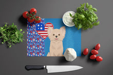 Load image into Gallery viewer, Longhaired Cream Chihuahua USA American Glass Cutting Boards – Durable, Decorative Kitchen Art Large