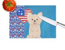 Load image into Gallery viewer, Longhaired Cream Chihuahua USA American Glass Cutting Boards – Durable, Decorative Kitchen Art Large