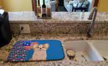 Load image into Gallery viewer, Longhaired Gold and White Chihuahua USA American Dish Drying Mat – Absorbent, Artistic Kitchen Essentials