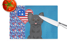 Load image into Gallery viewer, Longhaired Black Chihuahua USA American Glass Cutting Boards – Durable, Decorative Kitchen Art Large