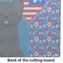 Load image into Gallery viewer, Longhaired Black Chihuahua USA American Glass Cutting Boards – Durable, Decorative Kitchen Art Large