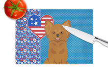 Load image into Gallery viewer, Longhaired Red Chihuahua USA American Glass Cutting Boards – Durable, Decorative Kitchen Art Large