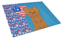 Load image into Gallery viewer, Longhaired Red Chihuahua USA American Glass Cutting Boards – Durable, Decorative Kitchen Art Large