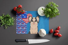 Load image into Gallery viewer, Longhaired Black and White #2 Chihuahua USA American Glass Cutting Boards – Durable, Decorative Kitchen Art Large