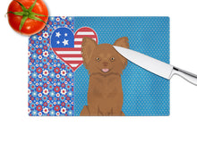 Load image into Gallery viewer, Longhaired Chocolate Chihuahua USA American Glass Cutting Boards – Durable, Decorative Kitchen Art Large