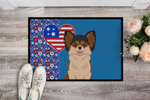 Load image into Gallery viewer, Longhaired Black and Red Chihuahua USA American Doormat - 24x36 Decorative Floor Mat – Indoor/Outdoor Rug with Artistic Flair