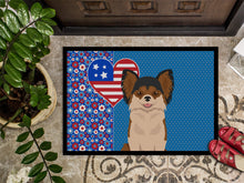 Load image into Gallery viewer, Longhaired Black and Red Chihuahua USA American Doormat - 24x36 Decorative Floor Mat – Indoor/Outdoor Rug with Artistic Flair
