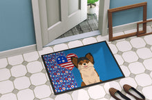 Load image into Gallery viewer, Longhaired Black and Red Chihuahua USA American Doormat - 24x36 Decorative Floor Mat – Indoor/Outdoor Rug with Artistic Flair