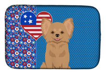 Load image into Gallery viewer, Longhaired Gold Chihuahua USA American Dish Drying Mat – Absorbent, Artistic Kitchen Essentials