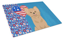 Load image into Gallery viewer, Longhaired Gold Chihuahua USA American Glass Cutting Boards – Durable, Decorative Kitchen Art Large