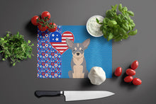 Load image into Gallery viewer, Blue and White Chihuahua USA American Glass Cutting Boards – Durable, Decorative Kitchen Art Large