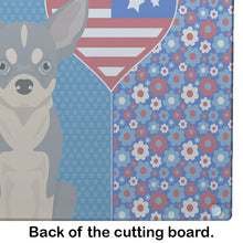 Load image into Gallery viewer, Blue and White Chihuahua USA American Glass Cutting Boards – Durable, Decorative Kitchen Art Large