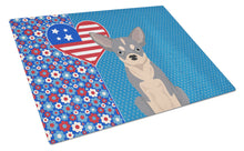 Load image into Gallery viewer, Blue and White Chihuahua USA American Glass Cutting Boards – Durable, Decorative Kitchen Art Large