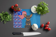 Load image into Gallery viewer, Black and Tan Chihuahua USA American Glass Cutting Boards – Durable, Decorative Kitchen Art Large