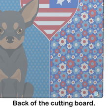 Load image into Gallery viewer, Black and Tan Chihuahua USA American Glass Cutting Boards – Durable, Decorative Kitchen Art Large