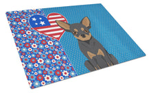 Load image into Gallery viewer, Black and Tan Chihuahua USA American Glass Cutting Boards – Durable, Decorative Kitchen Art Large