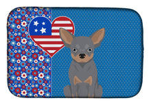 Load image into Gallery viewer, Blue and Tan Chihuahua USA American Dish Drying Mat – Absorbent, Artistic Kitchen Essentials