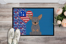 Load image into Gallery viewer, Blue and Tan Chihuahua USA American Doormat - 24x36 Decorative Floor Mat – Indoor/Outdoor Rug with Artistic Flair