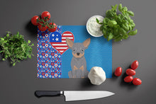 Load image into Gallery viewer, Blue and Tan Chihuahua USA American Glass Cutting Boards – Durable, Decorative Kitchen Art Large