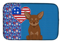 Load image into Gallery viewer, Chocolate and Tan Chihuahua USA American Dish Drying Mat – Absorbent, Artistic Kitchen Essentials